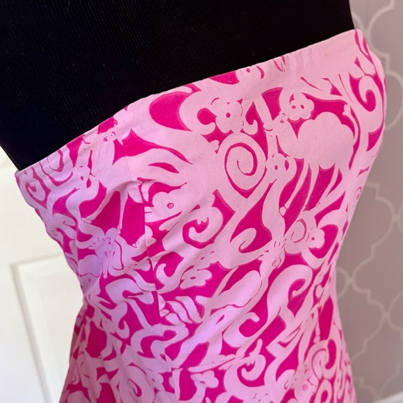 LILLY PULITZER Sabrina Princess Pin Strapless Open Back White Tag Dress Size 10 - Picture 3 of 6